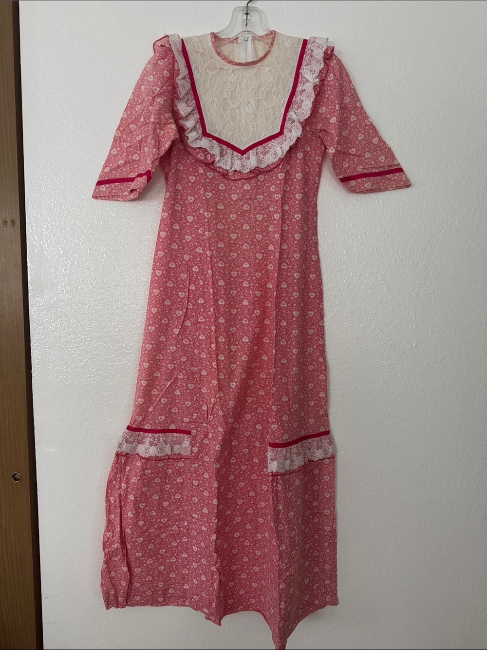 Vintage Hawaiian Muumuu Pink Floral with laces